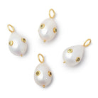 15x12mm Pearl Drop with Vermeil Bezel Peridot Inlay 1 Pendant - Beadsofcambay.com