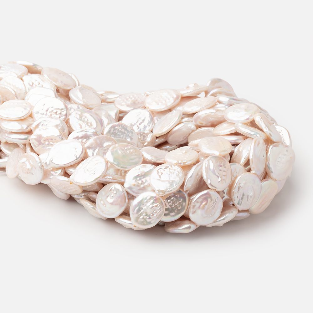 15x13 - 17x14mm Rosé White Oval Freshwater Pearls 16 inch 23 Beads - Beadsofcambay.com