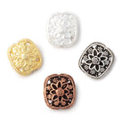 15x13mm Floral Design Cushion Set of 2 Beads - Beadsofcambay.com