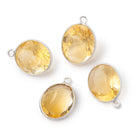 15x13mm Sterling Silver Bezel Citrine Pavilion Faceted Oval Pendant 1 piece - Beadsofcambay.com