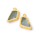 15x14mm Gold Leafed Moss Aquamarine Slice Pendant Focal Set of 2 - Beadsofcambay.com