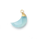 15x6mm Gold Leafed Blue Chalcedony Faceted Crescent Moon 1 Pendant - Beadsofcambay.com