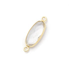 15x7mm Vermeil Bezel Crystal Quartz Elongated Oval 1 Connector - Beadsofcambay.com