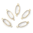 15x7mm Vermeil Bezel Crystal Quartz Elongated Oval 1 Connector - Beadsofcambay.com