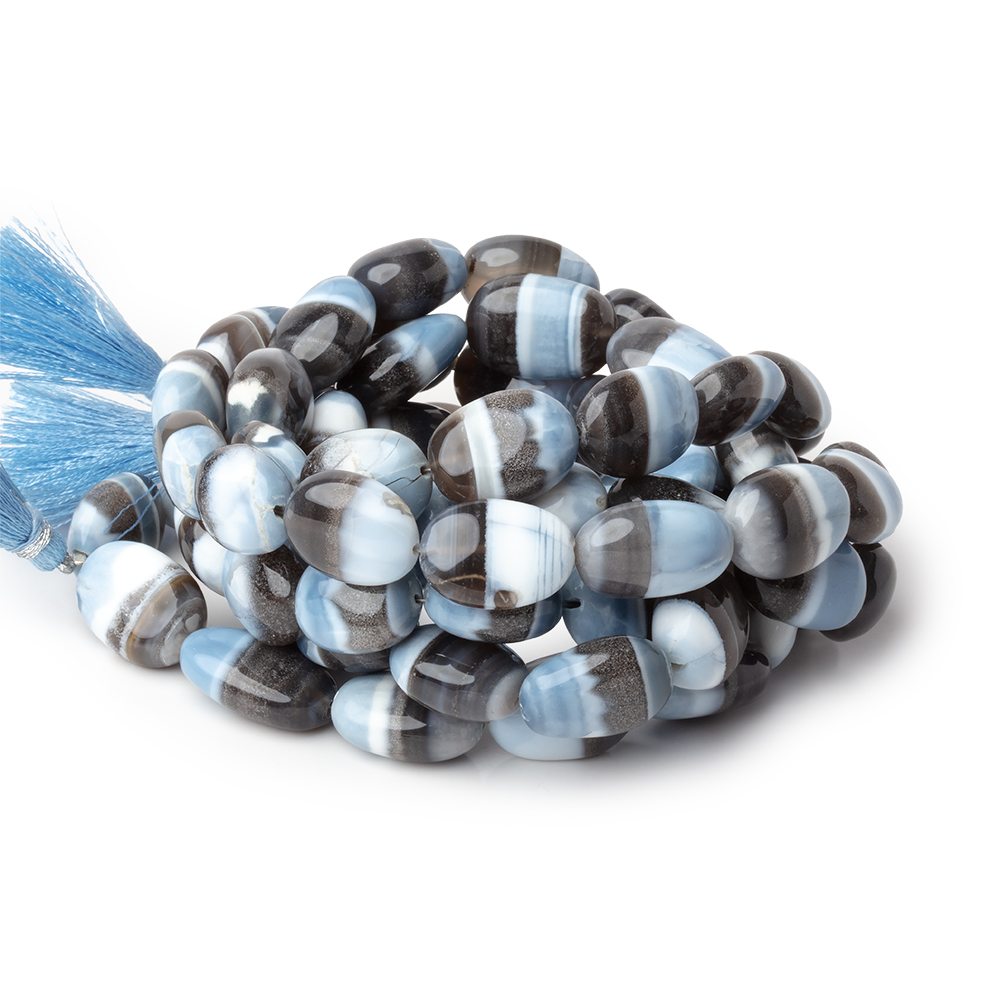 16-18mm Banded Owyhee Denim Blue Opal Plain Oval 16 inch 22 Beads - Beadsofcambay.com