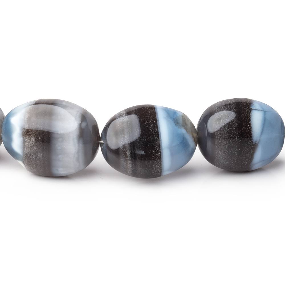 16-18mm Banded Owyhee Denim Blue Opal Plain Oval 16 inch 22 Beads - Beadsofcambay.com