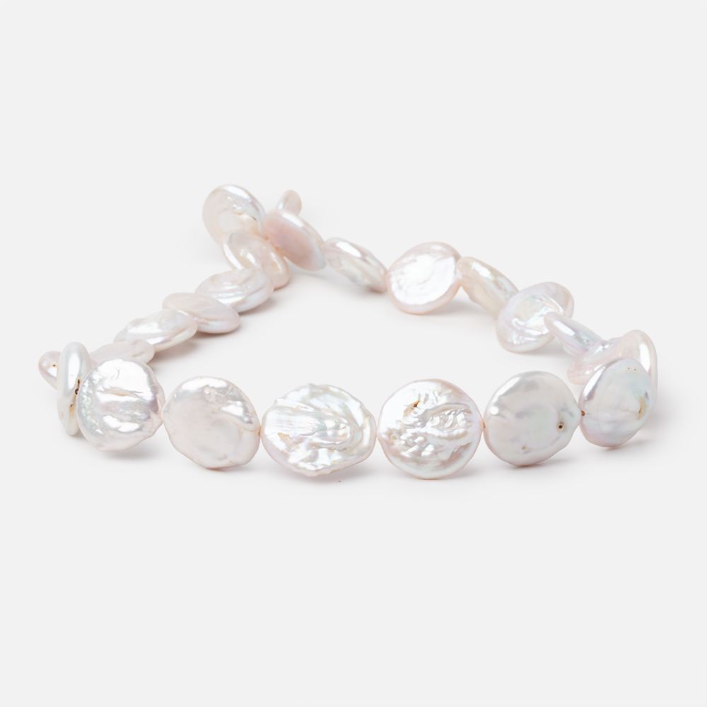 16 - 18mm Rosé White Coin Freshwater Pearls 15.5 inch 23 Beads - Beadsofcambay.com