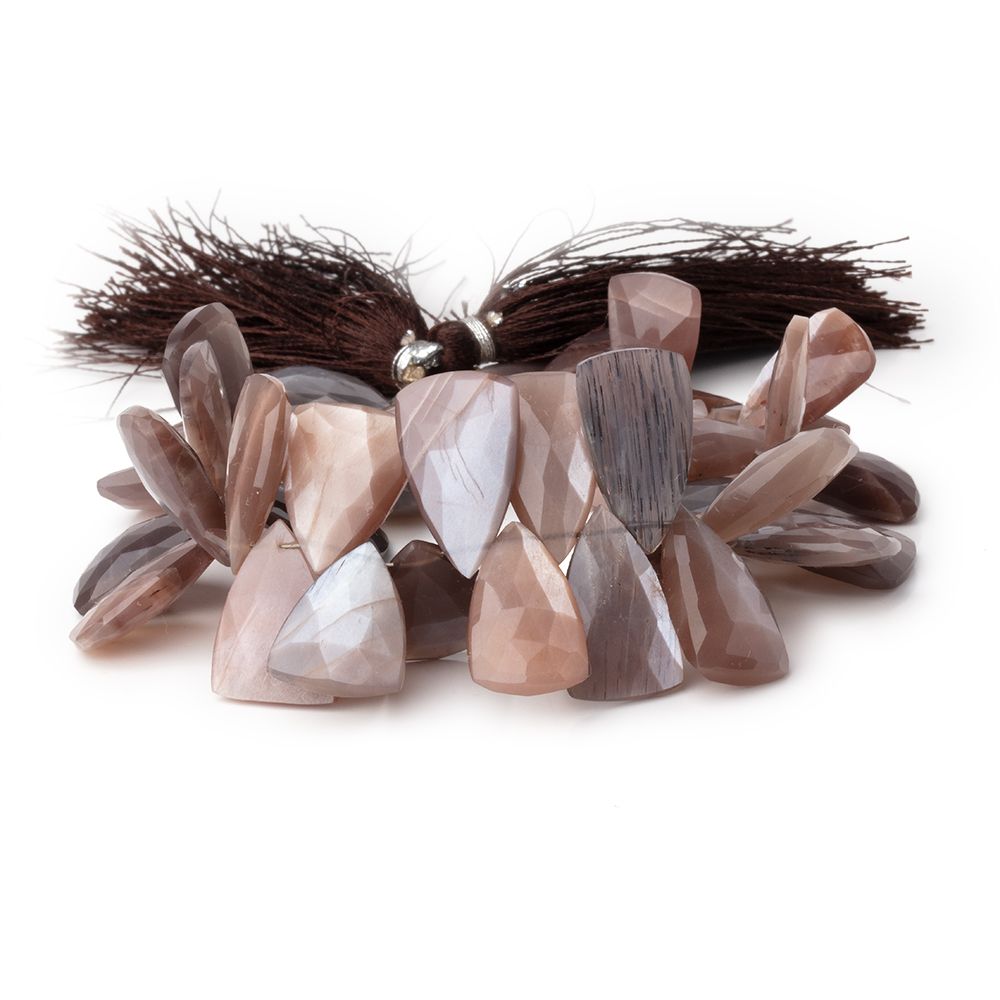 16 - 22mm Chocolate Moonstone Faceted Triangular Point 8 inch 42 Beads - Beadsofcambay.com