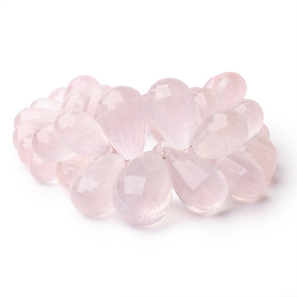 16-27mm Rose Quartz Faceted Tear Drop 7.5 inch 46 Beads AA - Beadsofcambay.com