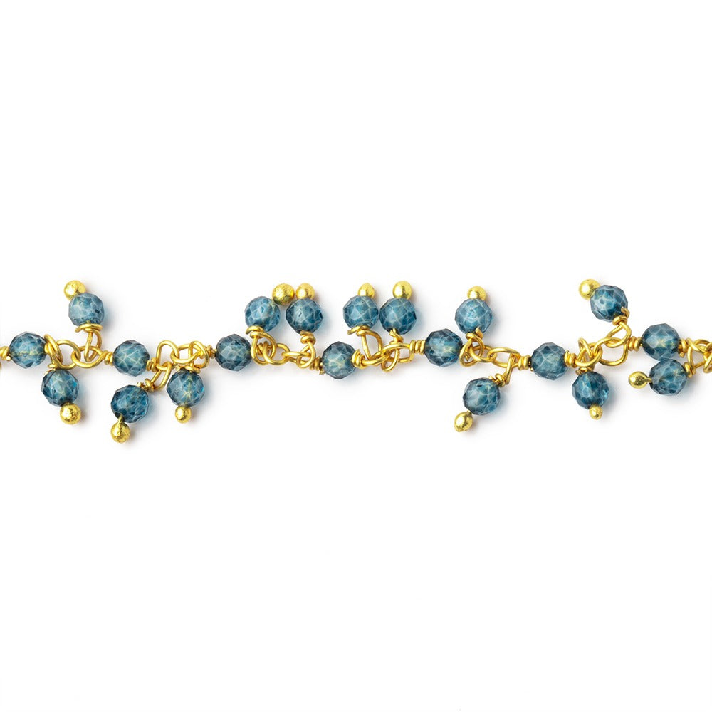 2mm London Blue Quartz Gold plated Dangling Chain - BeadsofCambay.com