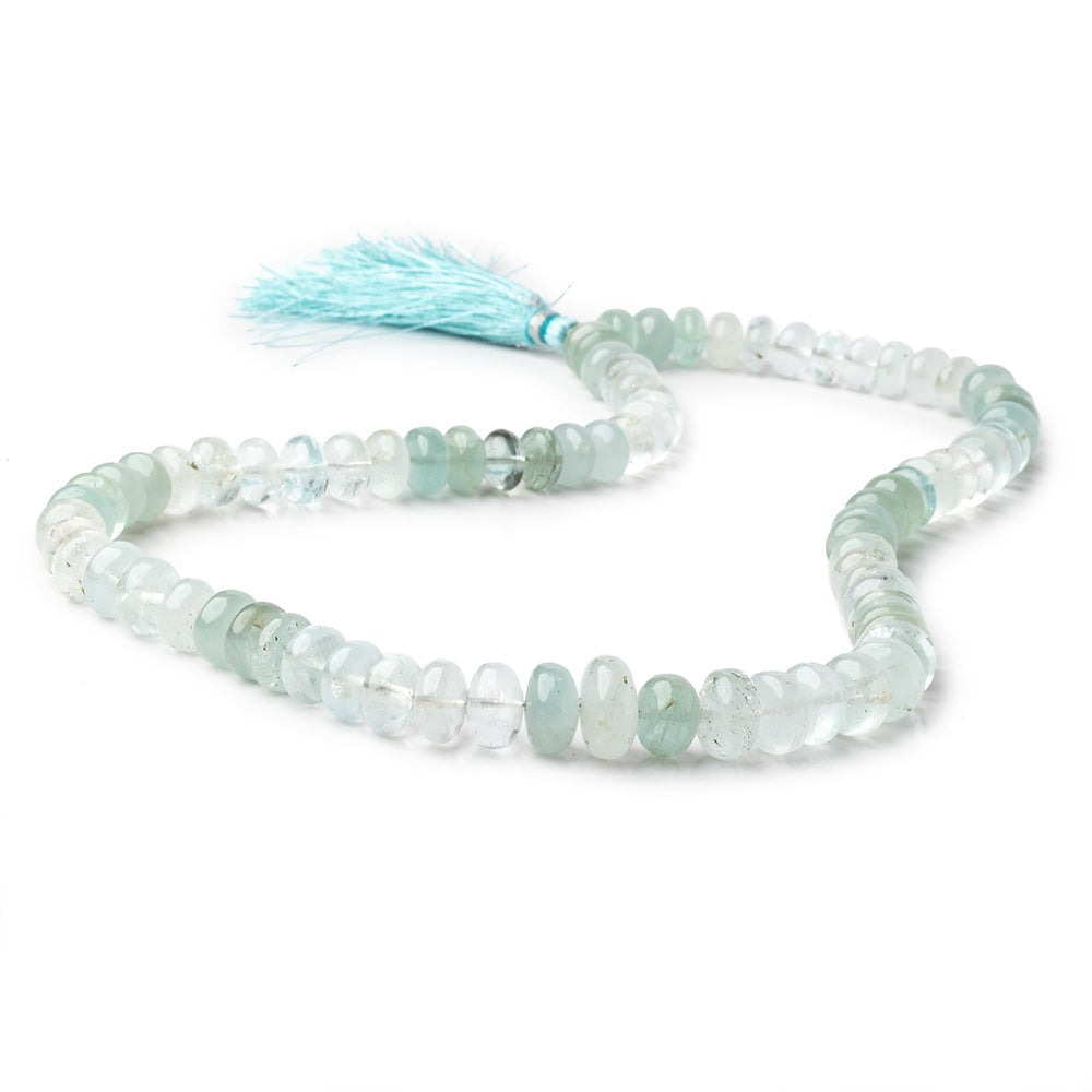 9-13mm Shaded Aquamarine Plain Rondelles 18 inch 81 beads AA - BeadsofCambay.com