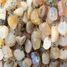 8x8-15x9mm Ethiopian Opal Nuggets on Black Gold plated over .925 Silver Chain - BeadsofCambay.com