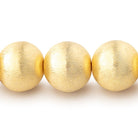 16mm 22kt Gold Plated Brushed Round Beads 8 inch 14 pieces - Beadsofcambay.com