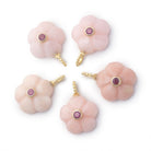 16mm Pink Peruvian Opal Carved Flower with Bezeled Ruby Inlay 1 Pendant - Beadsofcambay.com