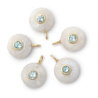 16mm Rainbow Moonstone Coin with Bezel Aquamarine Inlay 1 Pendant - Beadsofcambay.com