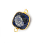 16mm Vermeil Bezel Lapis Lazuli Faceted Cushion Connector 1 piece - Beadsofcambay.com