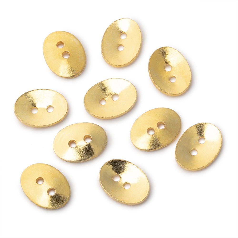 16x12mm Shiny Oval Buttons Set of 10 - Beadsofcambay.com
