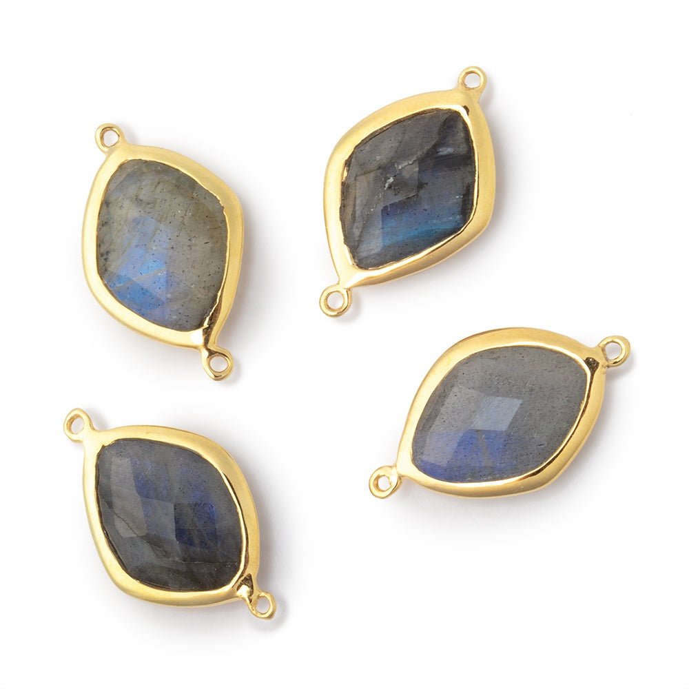 16x12mm Vermeil Bezel Labradorite Faceted Marquise 1 Connector - Beadsofcambay.com