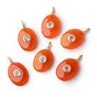 16x13mm Carnelian Oval with Bezeled White Topaz Inlay 1 Pendant - Beadsofcambay.com