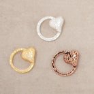 16x14mm Hammered Heart Ring Charm Set of 4 pieces - Beadsofcambay.com