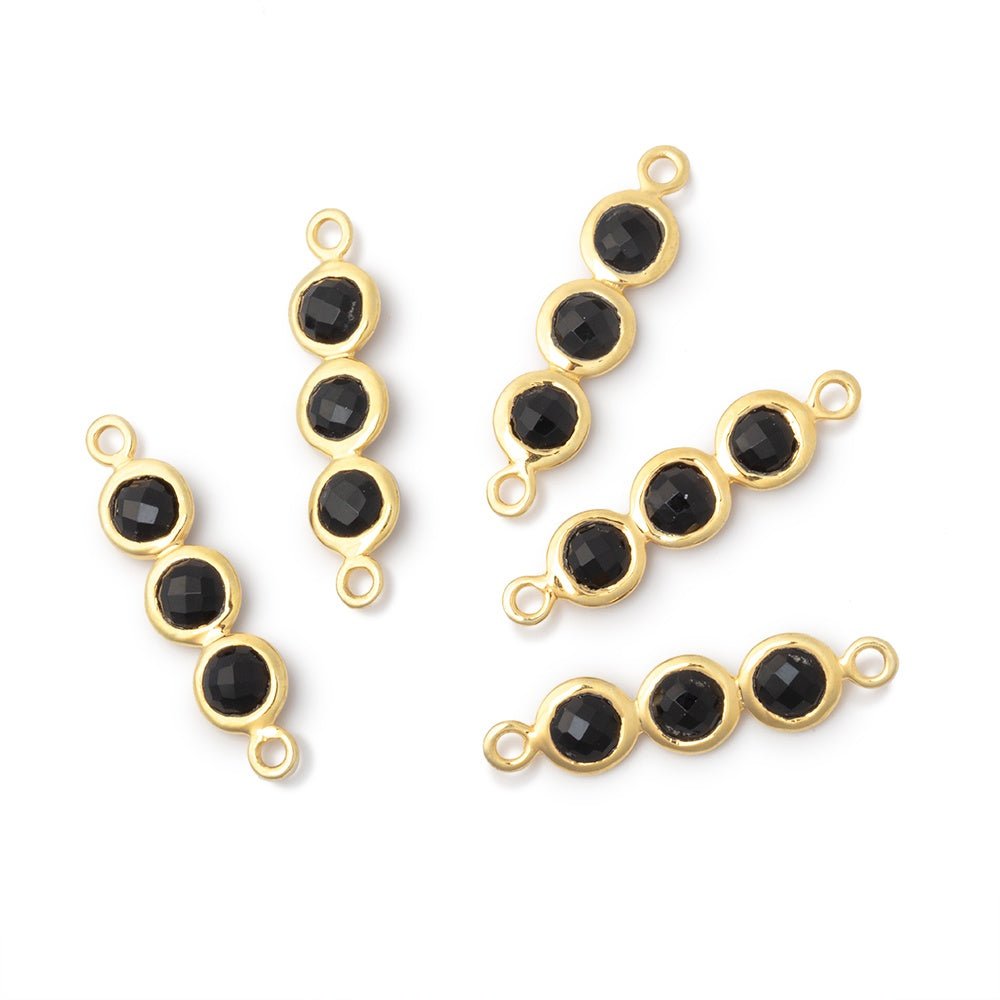 16x5.5mm Vermeil Bezel Triple Stone Connector 1 Focal - Beadsofcambay.com