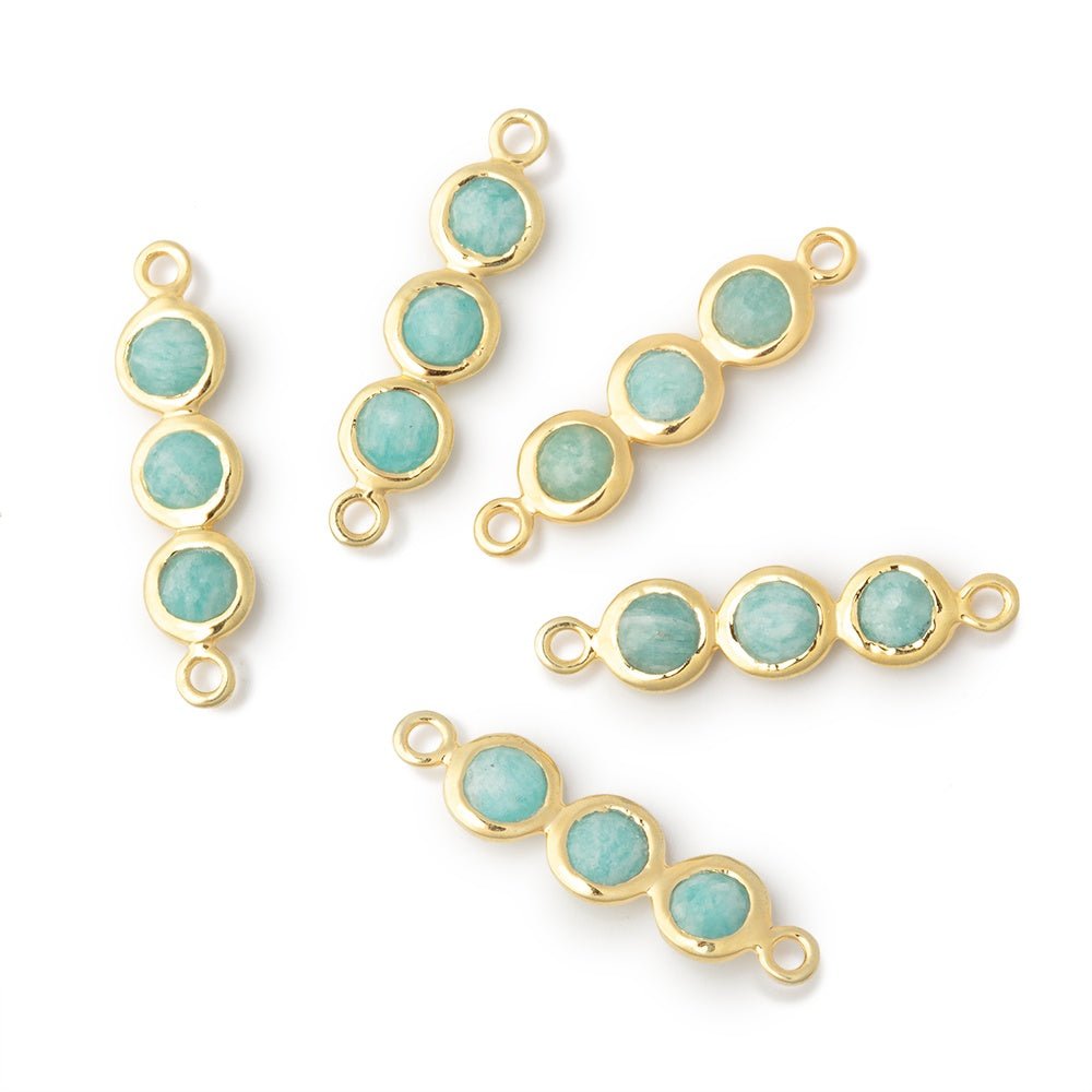 16x5.5mm Vermeil Bezel Triple Stone Connector 1 Focal - Beadsofcambay.com