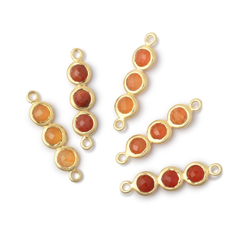 16x5.5mm Vermeil Bezel Triple Stone Connector 1 Focal - Beadsofcambay.com