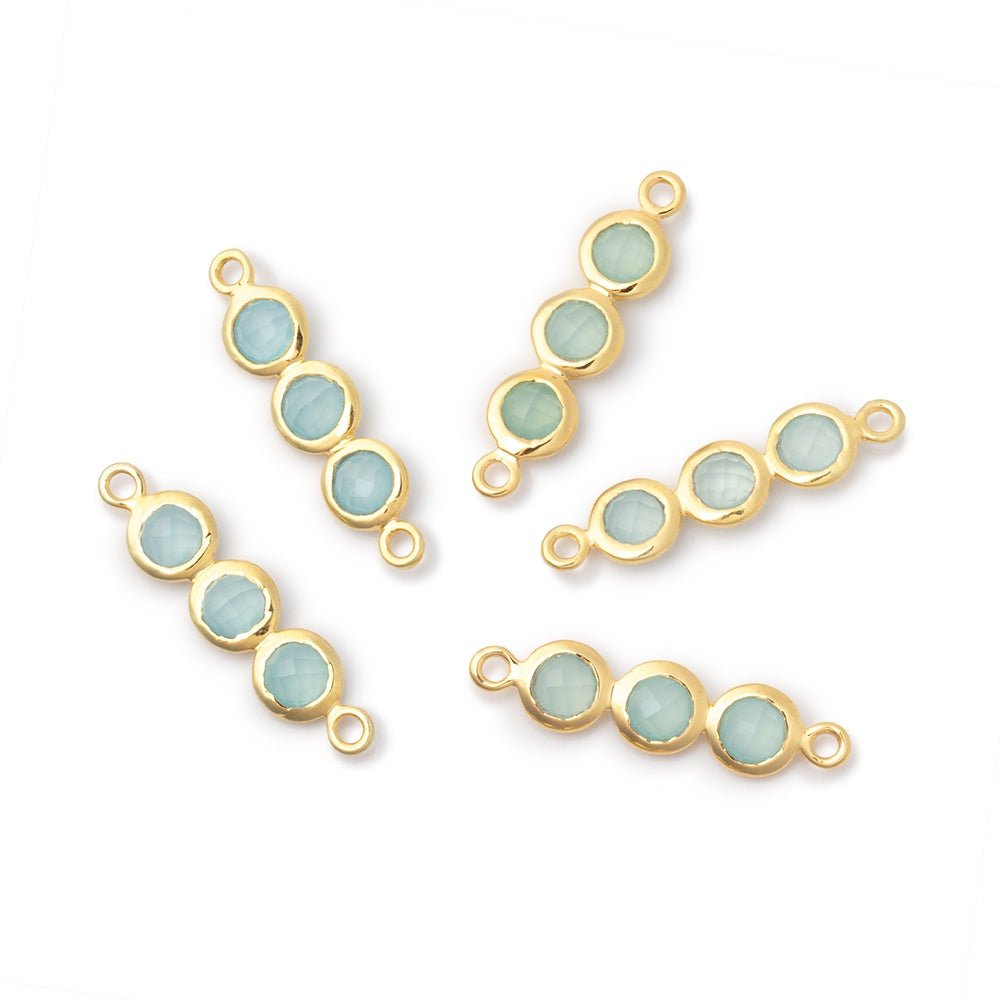 16x5.5mm Vermeil Bezel Triple Stone Connector 1 Focal - Beadsofcambay.com