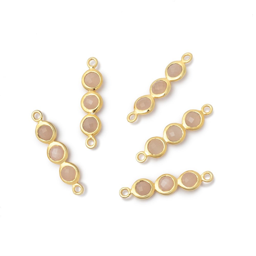 16x5.5mm Vermeil Bezel Triple Stone Connector 1 Focal - Beadsofcambay.com