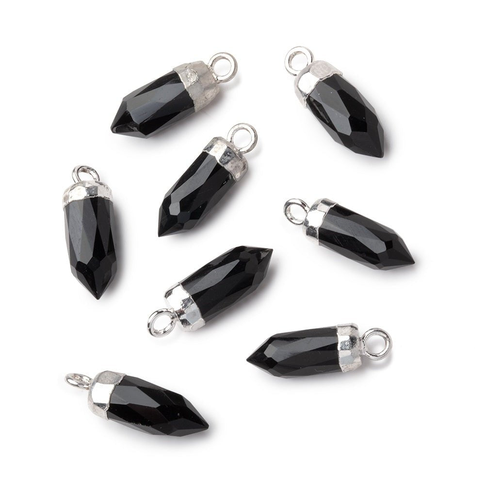 16x5mm Silver Leafed Black Onyx Spike Focal Pendant 1 piece - Beadsofcambay.com