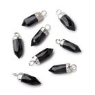 16x5mm Silver Leafed Black Onyx Spike Focal Pendant 1 piece - Beadsofcambay.com