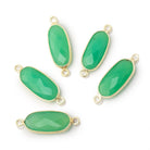 16x8mm Vermeil Bezel Green Chalcedony Elongated Oval 1 Connector - Beadsofcambay.com