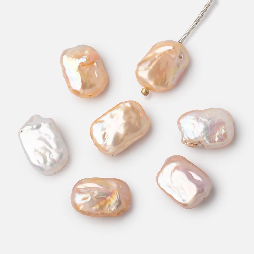 17-18mm Peach Rectangle Freshwater Pearl Focal 1 Piece - Beadsofcambay.com