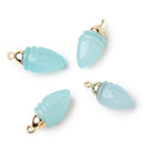 17 - 18mm Vermeil Capped Blue Chalcedony Carved Olive Shell 1 Pendant - Beadsofcambay.com
