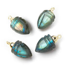 17 - 18mm Vermeil Capped Labradorite Carved Olive Shell 1 Pendant - Beadsofcambay.com