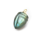 17 - 18mm Vermeil Capped Labradorite Carved Olive Shell 1 Pendant - Beadsofcambay.com