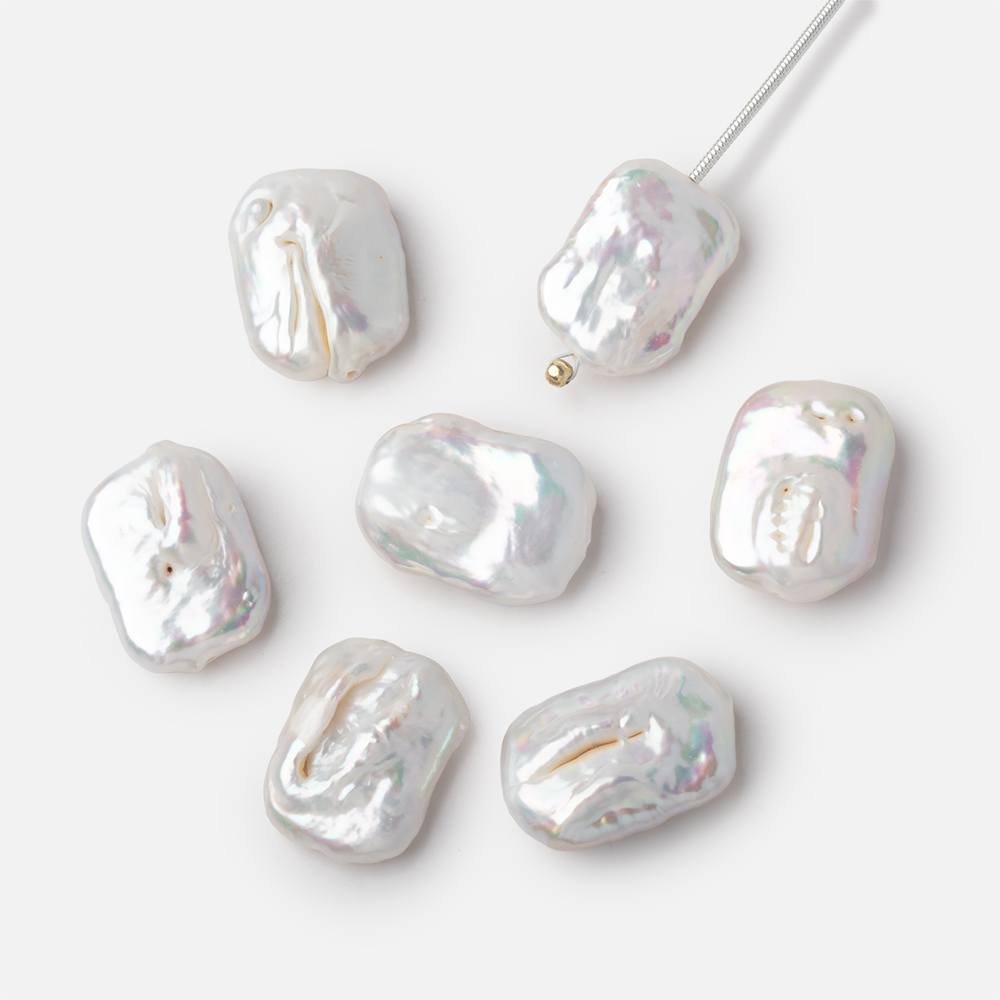 17-20mm White Rectangle Freshwater Pearl Focal 1 Piece - Beadsofcambay.com
