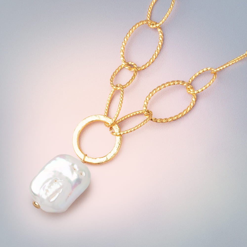 17-20mm White Rectangle Freshwater Pearl Focal 1 Piece - Beadsofcambay.com