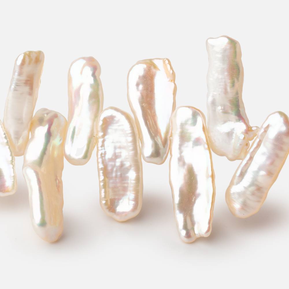 17 - 23mm Peach Top Drill Biwa Pearls 15 inch 50 beads AAA - Beadsofcambay.com