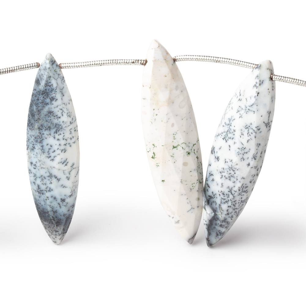 39x10mm Dendritic Opal Top Drilled Faceted Marquise 8 inch 10 beads AA - BeadsofCambay.com