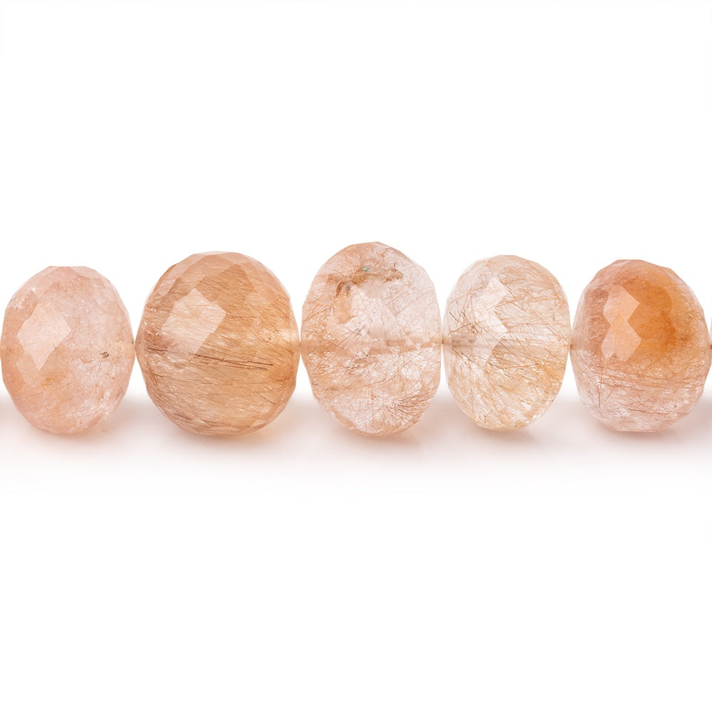 8-13mm Copper Rutilated Quartz Faceted Rondelle 16 inch 55 Beads AA - BeadsofCambay.com