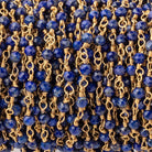 3mm Lapis Lazuli micro-faceted rondelle Gold plated Chain - BeadsofCambay.com