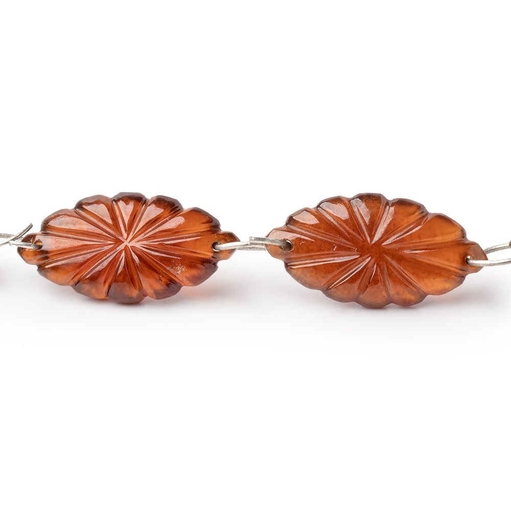 17.5 - 20mm Hessonite Garnet Double Drill Carved Marquise 10 Beads - Beadsofcambay.com
