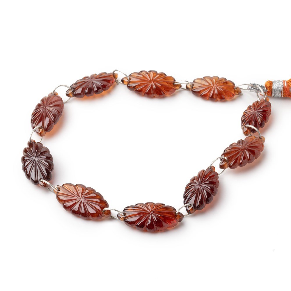 17.5 - 20mm Hessonite Garnet Double Drill Carved Marquise 10 Beads - Beadsofcambay.com