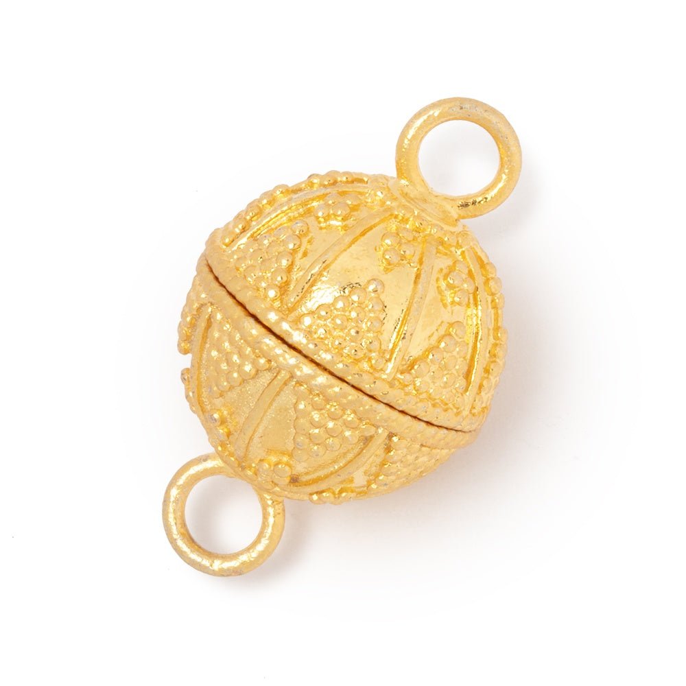 17.5mm Triangular Miligrain Design Round Magnetic Clasp 1 piece - Beadsofcambay.com