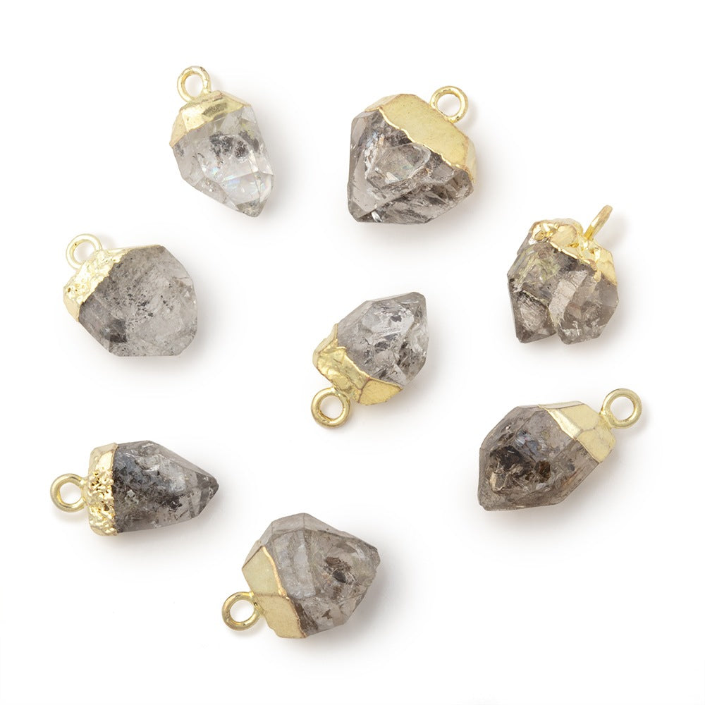 9-11mm Gold Leaf Herkimer Diamond Crystal Quartz Focal Pendant - BeadsofCambay.com