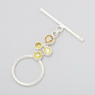 32x18mm Sterling Silver Bezel Yellow CZ Toggle 1 piece - BeadsofCambay.com
