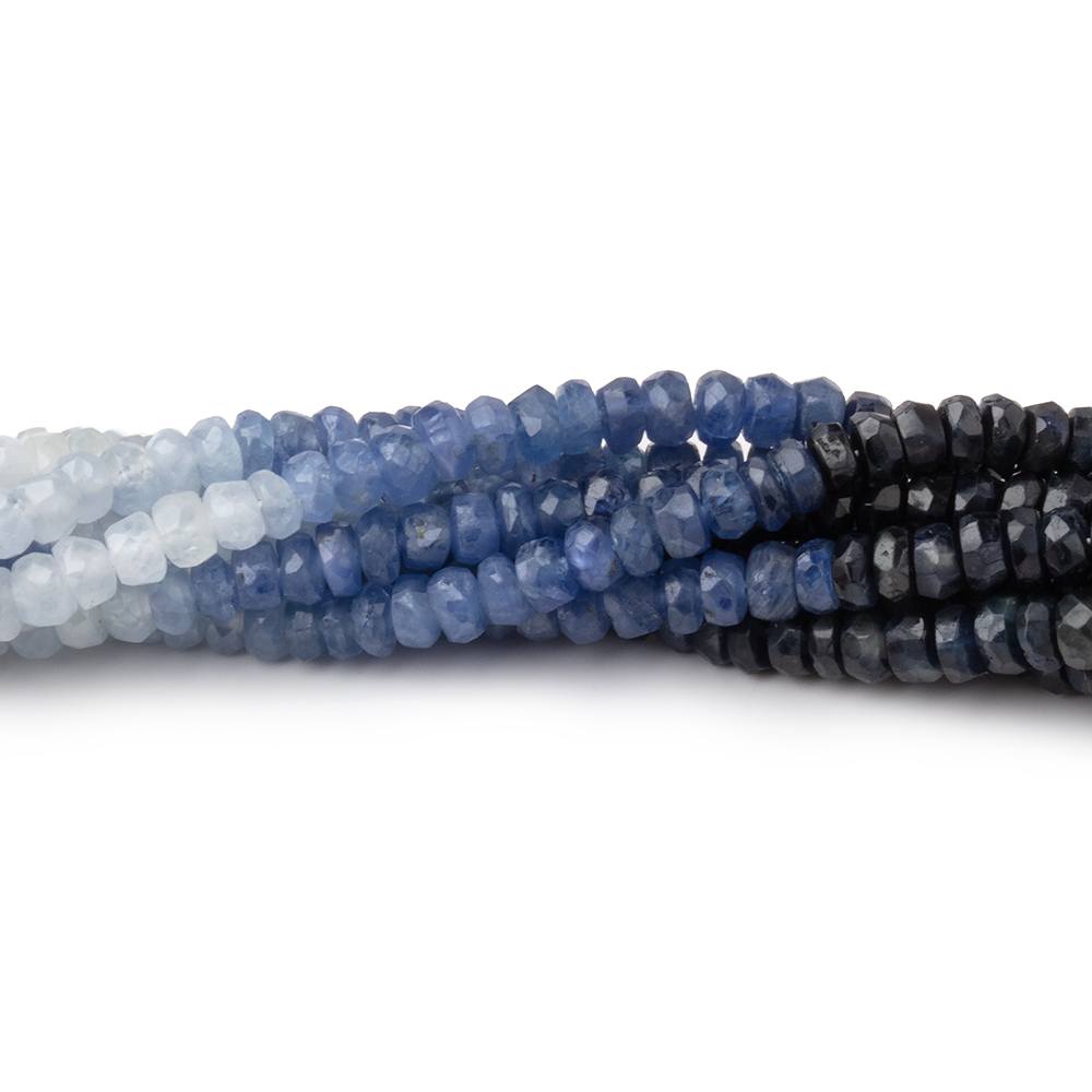 3-3.5mm Shaded Blue Sapphire Faceted Rondelles 15.5 inch 205 Beads AA - BeadsofCambay.com