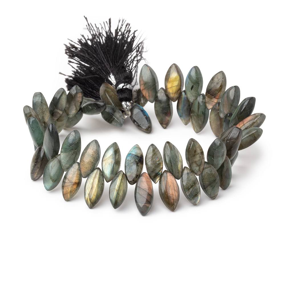 12x5-14x6mm Labradorite Plain Marquise Beads 7 inch 48 pieces - BeadsofCambay.com