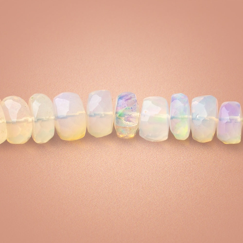 5.5-7mm Ethiopian Opal Faceted Rondelle Beads 18 inch 140 pieces AAA - BeadsofCambay.com